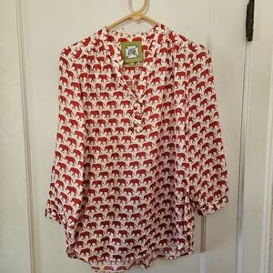 Elizabeth McKay Brooke Top Elephant Red